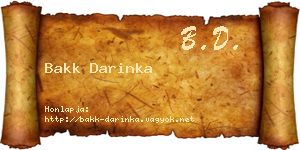 Bakk Darinka névjegykártya
